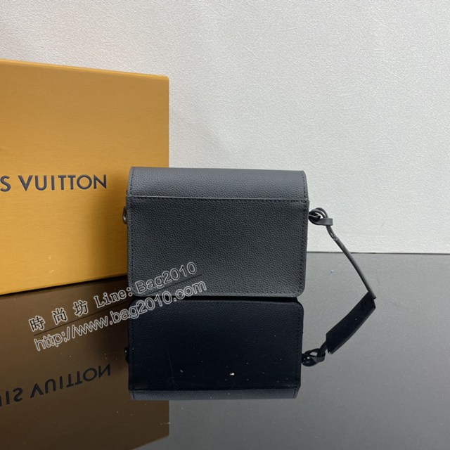 Lv路易威登2023專櫃新款Flap迷你手袋 LV黑色全皮男士單肩斜挎包 M82085 ydh5087